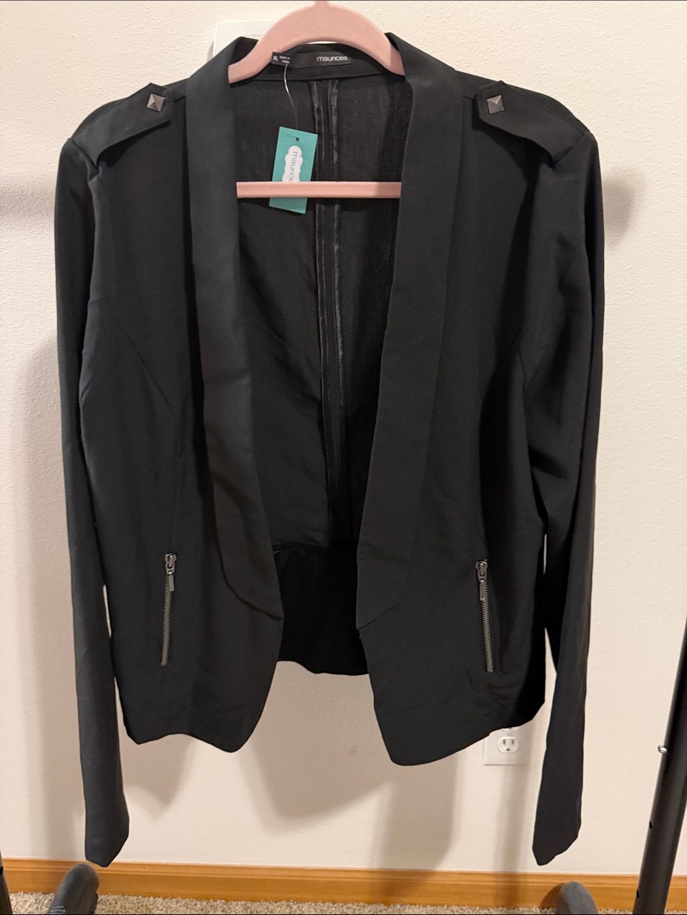 NWT Maurices XL Black Open-Front Blazer Jacket
